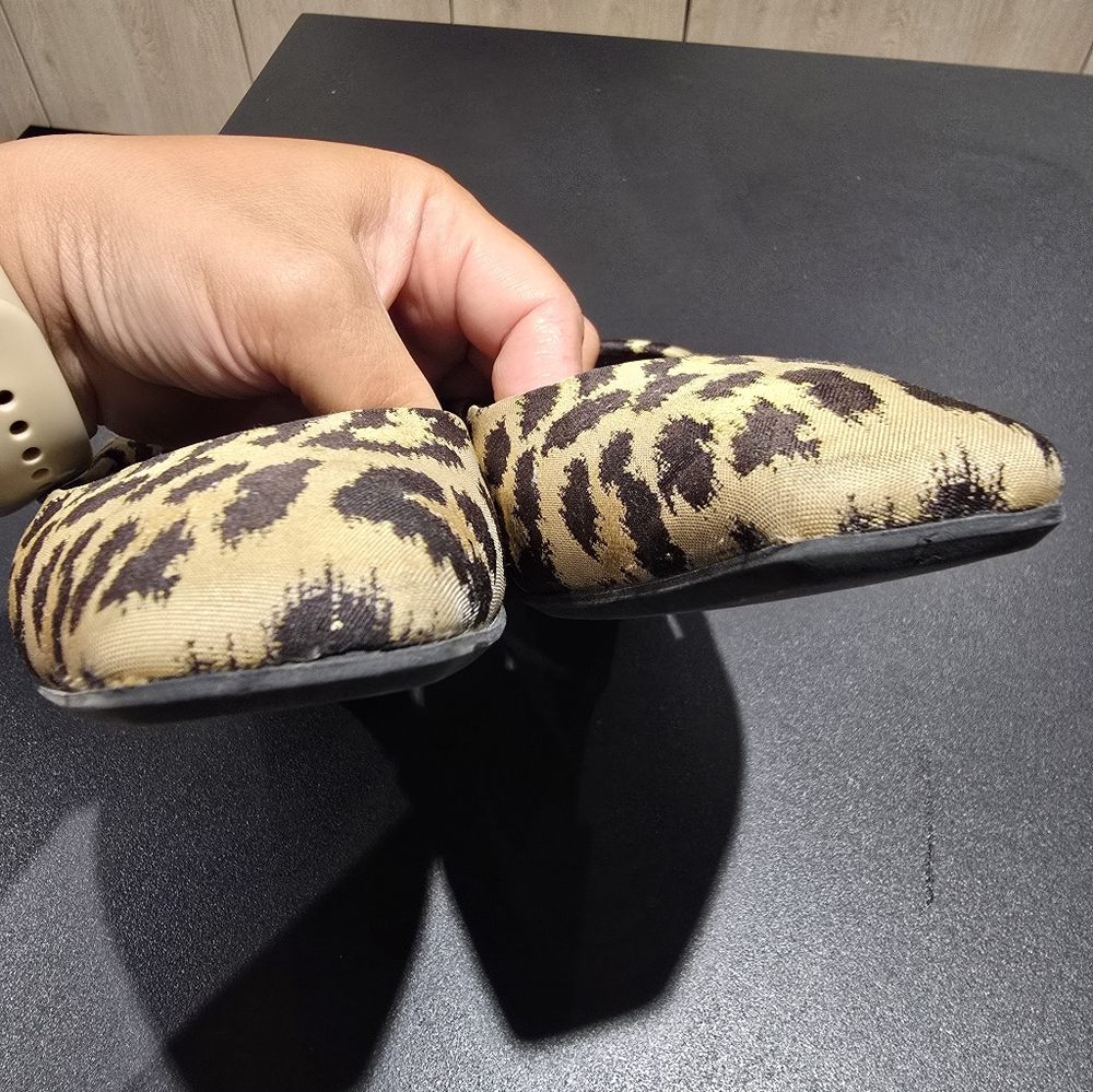 Dior Leopard Print Slingback Flats in Tan and Black - Picture 2 of 6